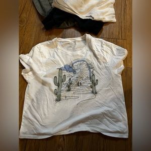 White cropped t shirt with graphics. This is a couple of months old